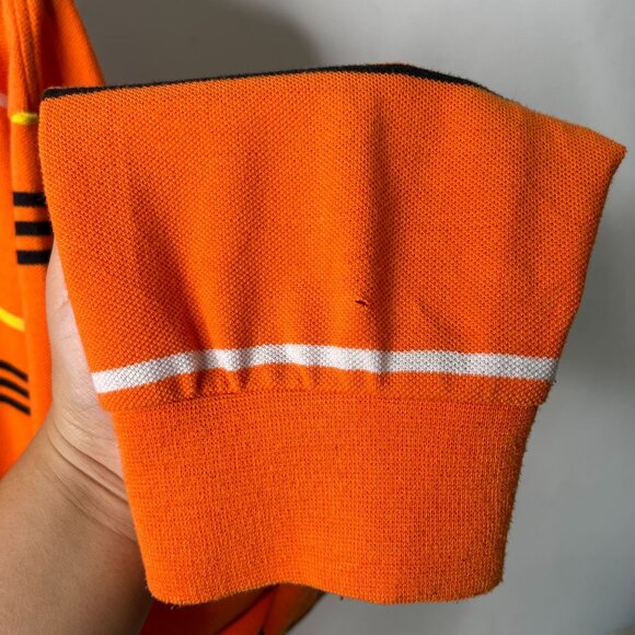 Lacoste Men's Orange White Striped Long Sleeve 100% Cotton Polo Shirt Size 9 - Picture 9 of 11